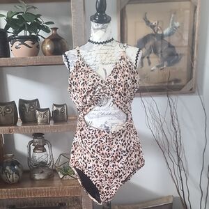 Leopard Print Cutout One-Piece Swimsuit
